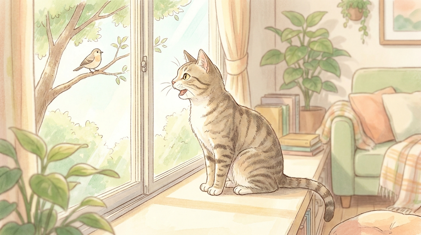 猫が窓辺で『カカカッ』と鳴くのはなぜ?クラッキング(チャタリング)の本当の理由と5つの心理
