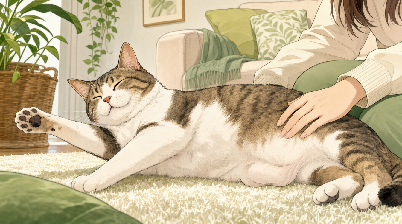 猫のお腹のたるみは太りすぎ?『ルーズスキン(プライモーディアルパウチ)』の正体と5つの役割|肥満との見分け方も