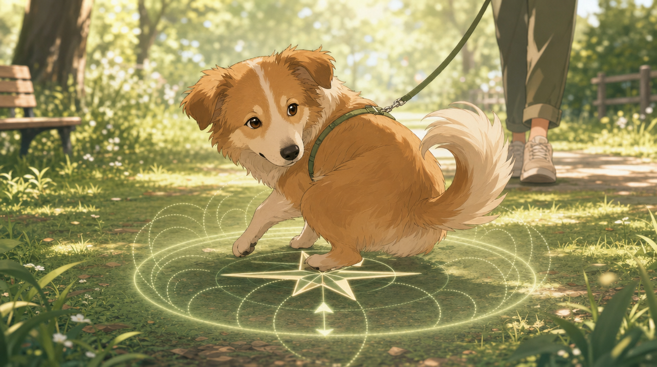 犬がうんちの前にくるくる回る本当の理由|地磁気と整列するチェコ大学の研究と進化に隠された5つの意味