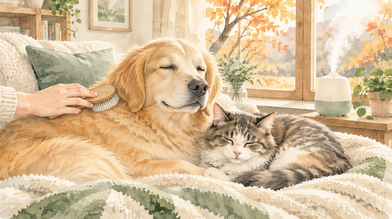 犬・猫の乾燥肌・フケが秋冬に増える理由と保湿ケア7ステップ|暖房シーズンの皮膚トラブルを防ぐ