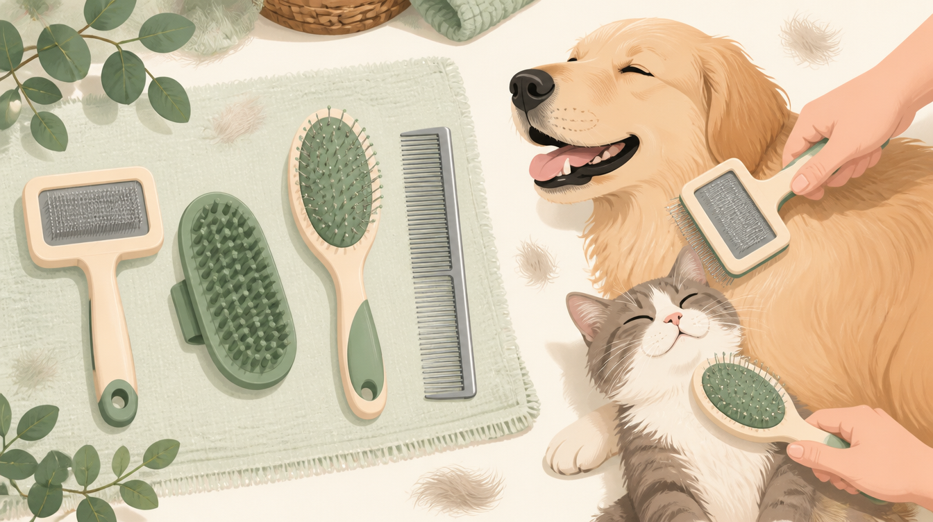 犬・猫用ブラシ(グルーミングブラシ)の選び方完全ガイド|スリッカー・ラバー・コーム・アンダーコート除去ツールの違いと毛質別の選び方